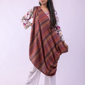 Elegant Merino Wool Stole with Classic Stripe Design - Slate