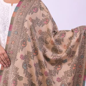 Elegant Multicolour Floral Stole - Caramel