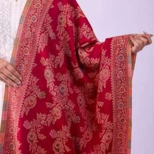 Elegant Multicolour Floral Stole - Maroon