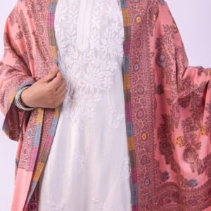 Elegant Multicolour Floral Stole - Peach