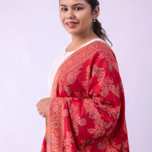 Elegant Multicolour Floral Stole - Red