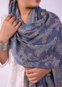 Elegant Multicolour Floral Stole - Slate