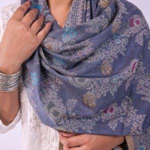 Elegant Multicolour Floral Stole - Slate