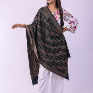 Signature Floral Design Stole - Black