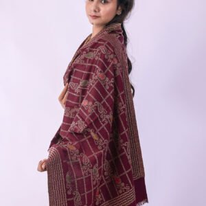Signature Floral Design Stole - Plum