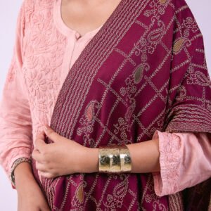 Signature Floral Design Stole - Wine